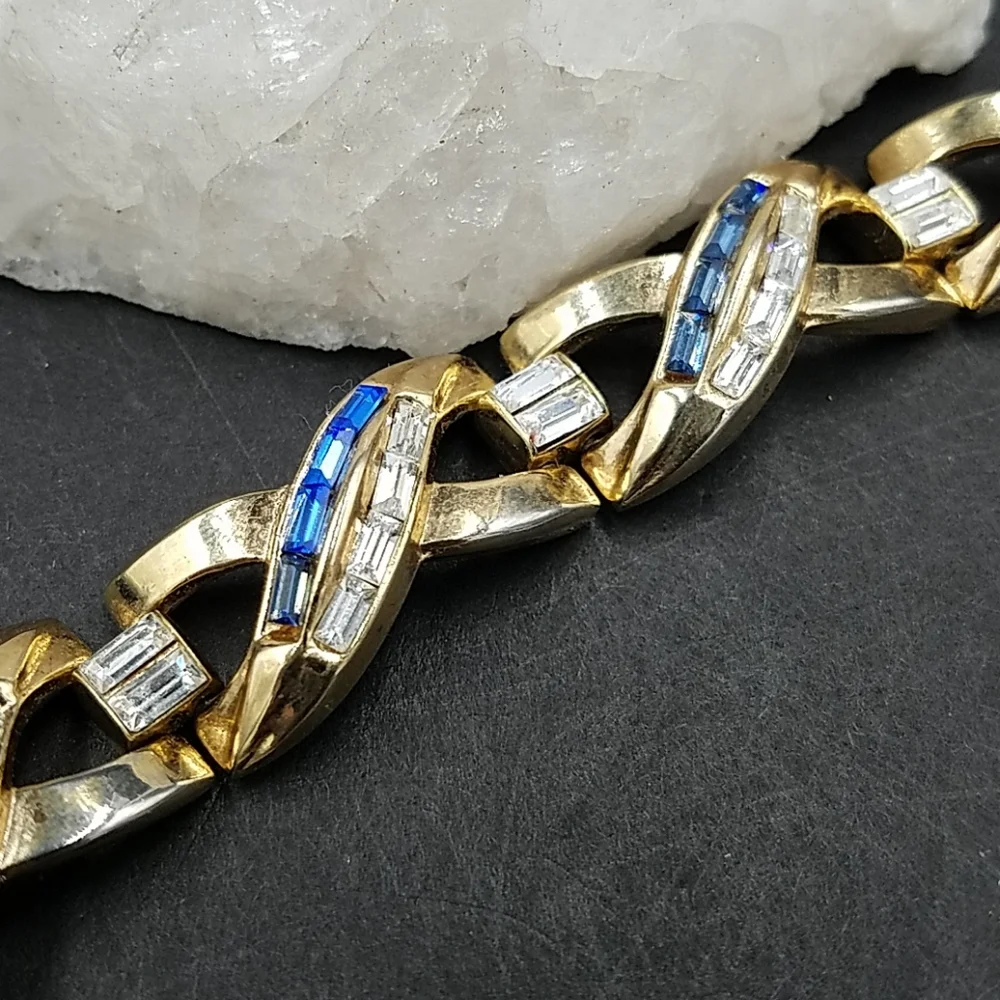 Jewels by Trifari 1953 Sapphire Baguette Rhinestone Bracelet